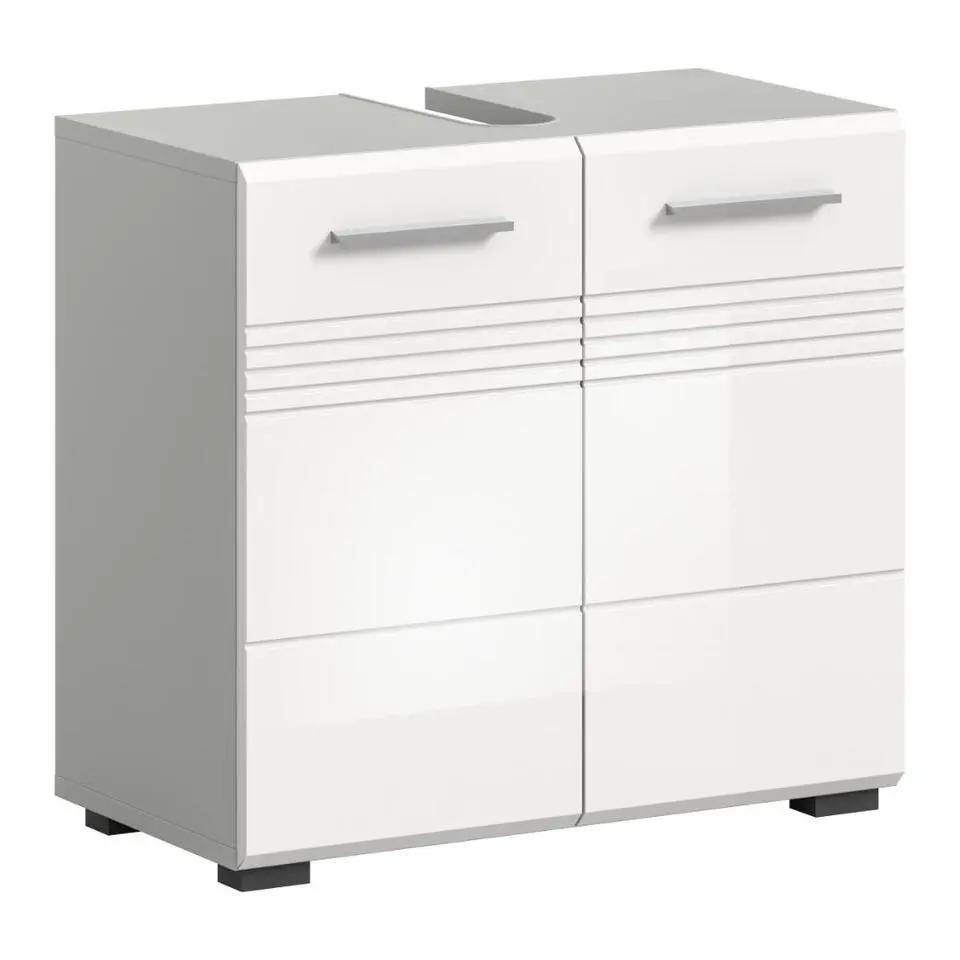 Hioshop Copa wastafel 2 deuren wit hoogglans- lichtgrijs