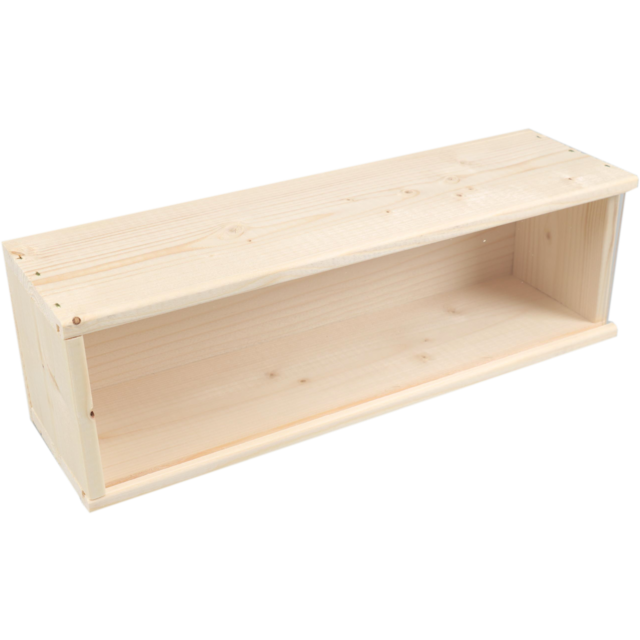 Wijnkist, 1 fles, plexiglas schuifdeksel, 340x95x85mm, hout, naturel