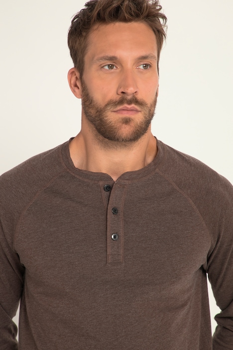 Henley, OEKO-TEX, Langarm, Rundhals, Knopfleiste
