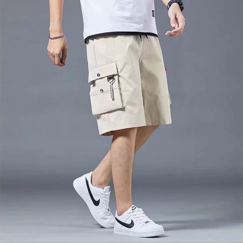 Craltuxe - Effen cargoshorts met trekkoordtaille