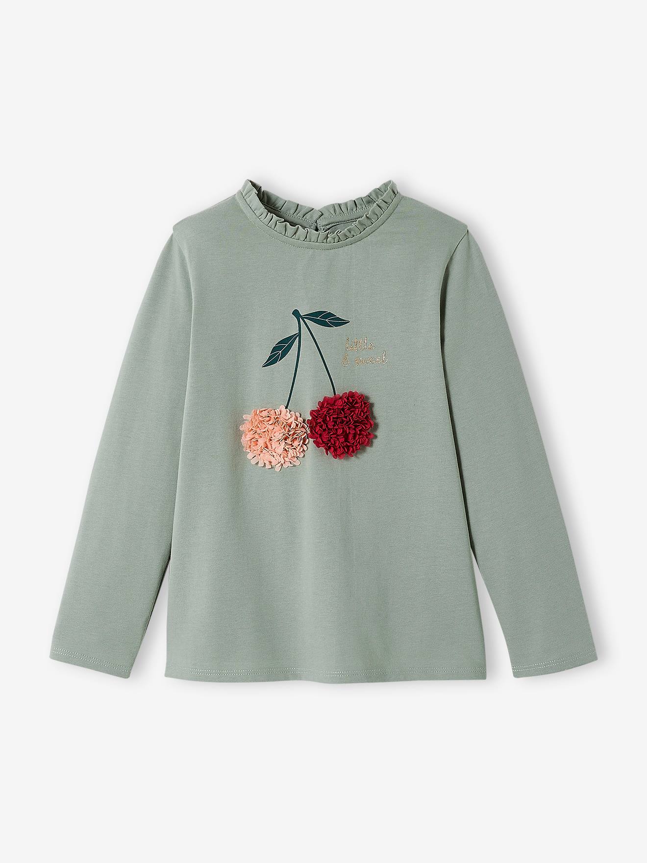 Camiseta com estampa de fantasia e detalhes de babados, certificação Oeko-Tex®, para meninas, cor amarelo curry.