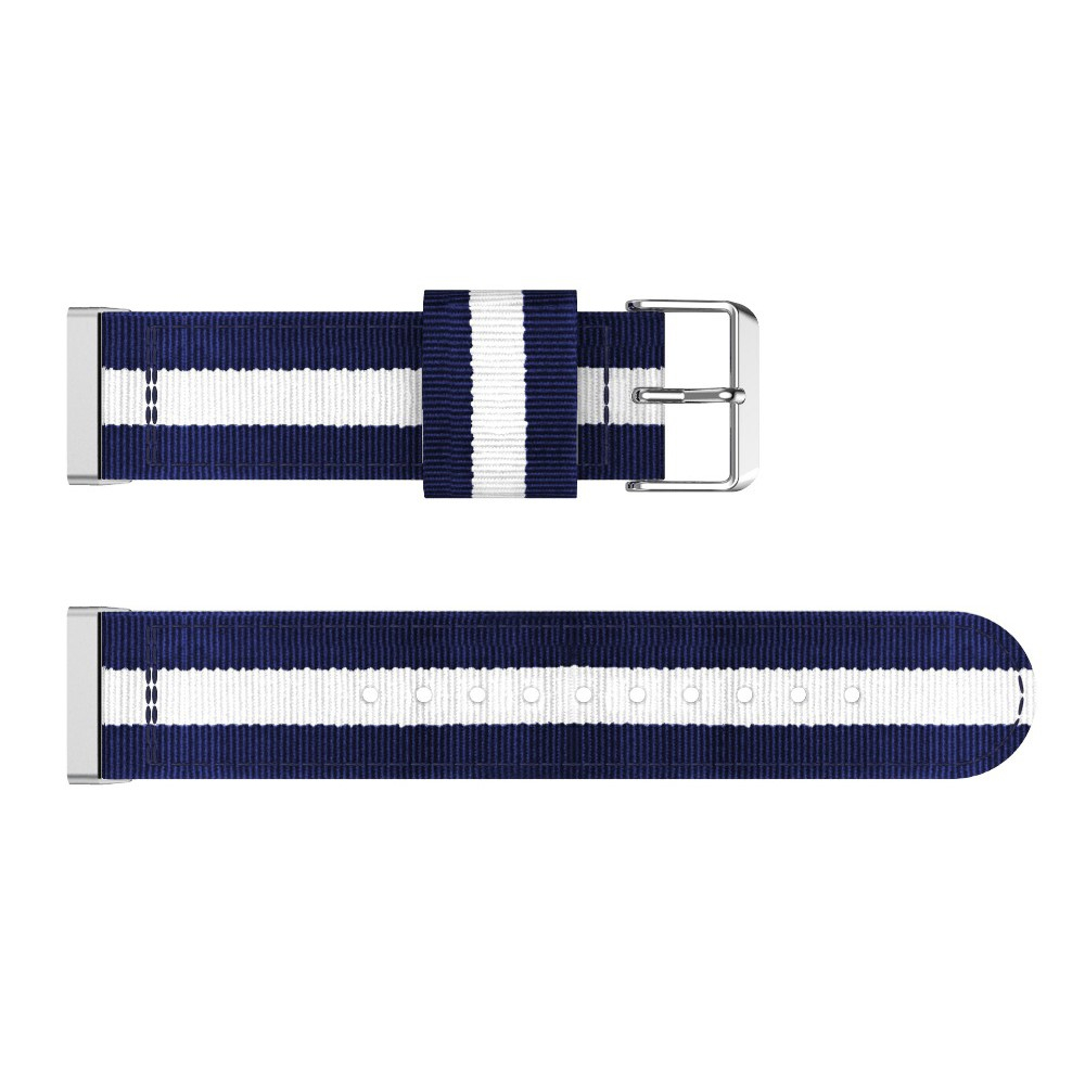 Fitbit Versa 4 / Sense 2 Canvas Stoff Armband mit Dornschliesse (Gelenkumfang 180-230mm) - Blau / Weiss