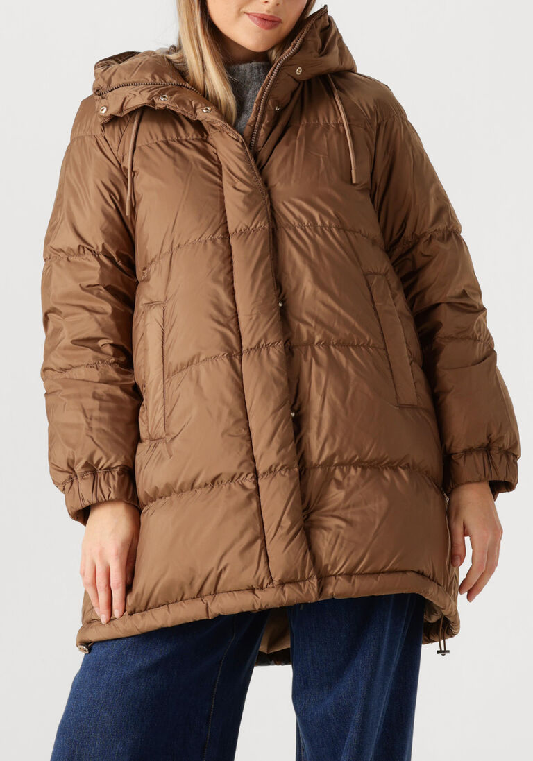 bruine max mara gewatteerde jas anfora