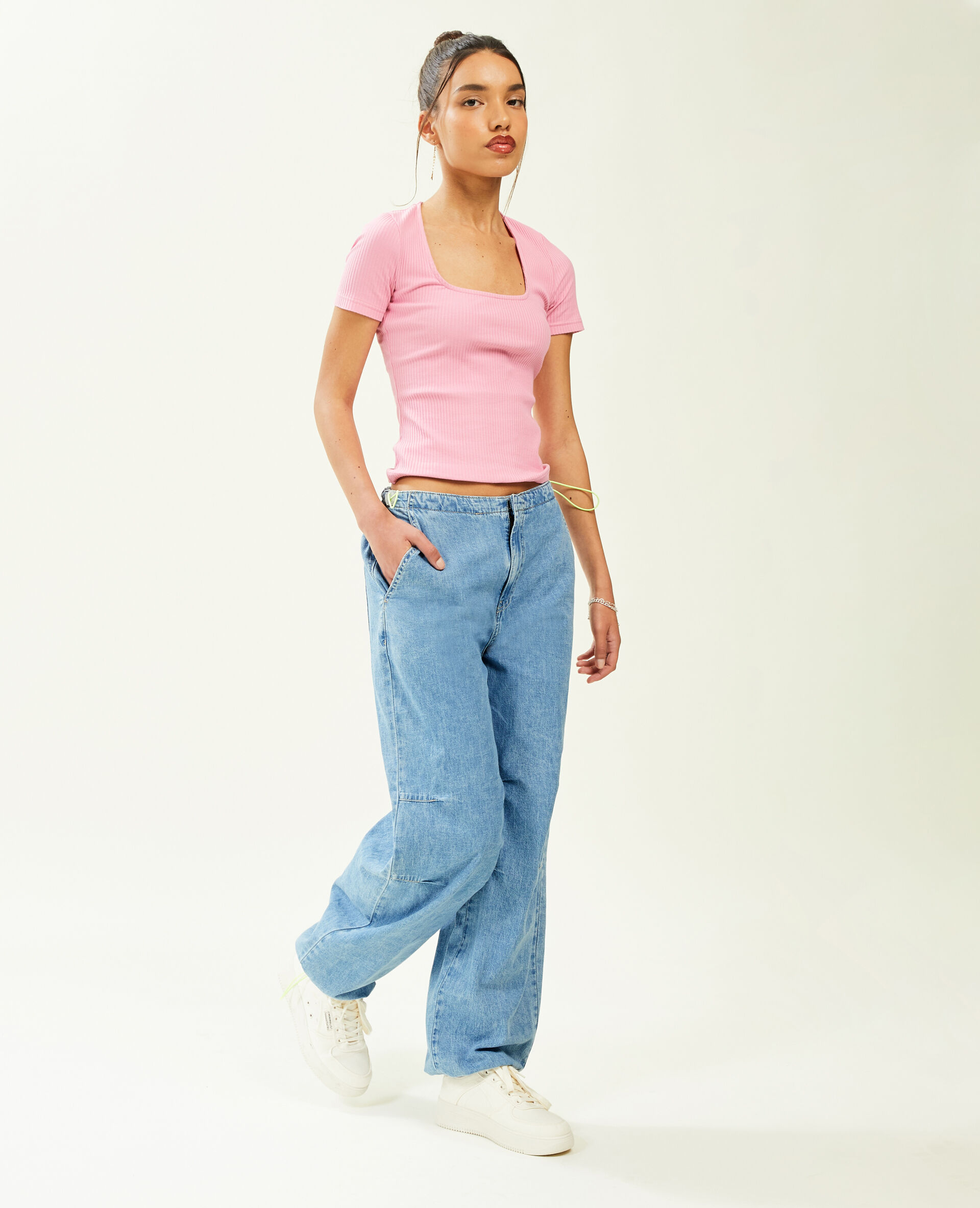 Pantalon denim parachute - Bleu