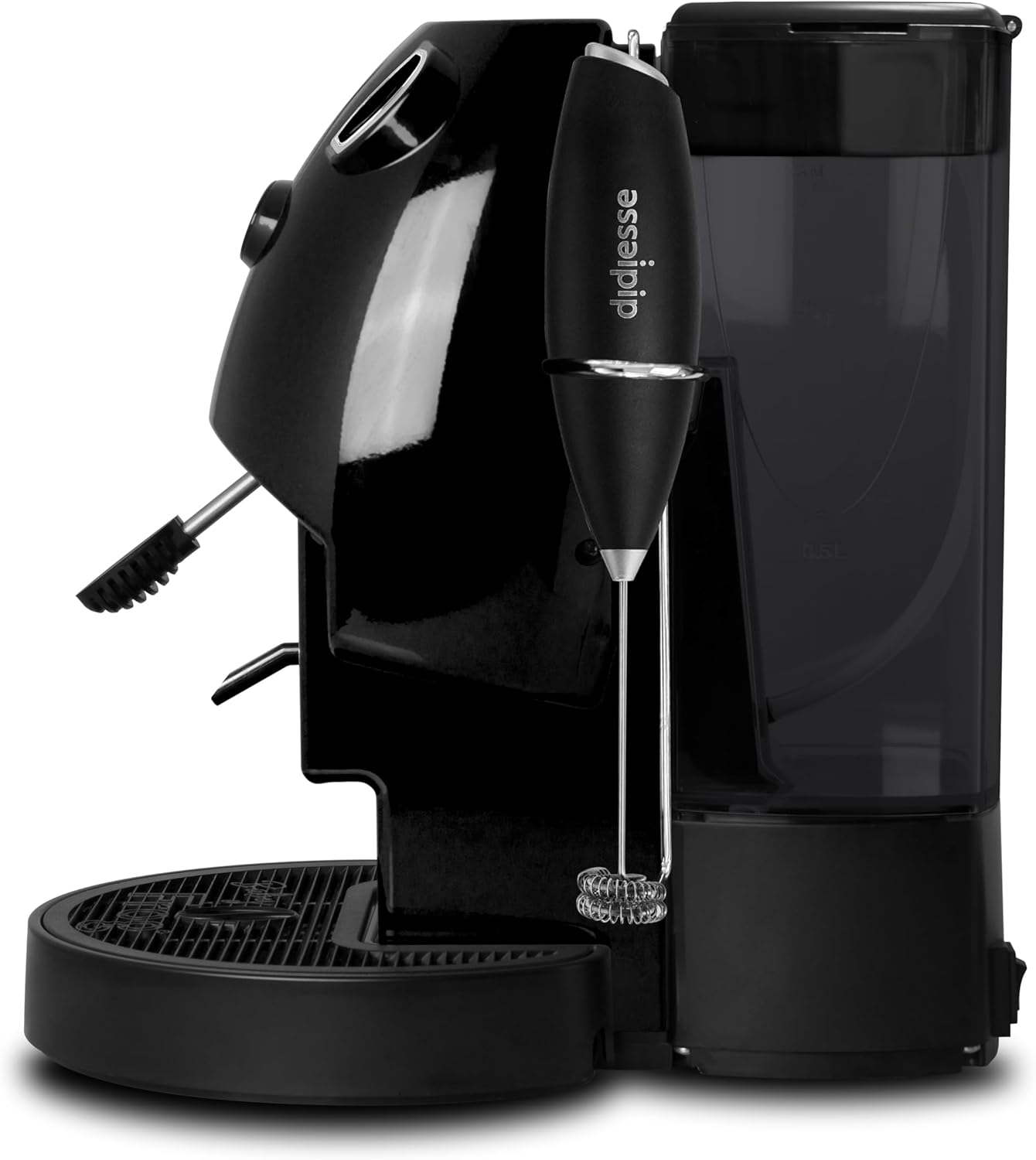 Didiesse Baby Frog Coffee & Tea Kaffeemaschine für Pads, mit Milchaufschäumer und doppeltem Padhalter für Kaffee und Tee, geringer Verbrauch 450 W, Warmwasserspender (schwarz)