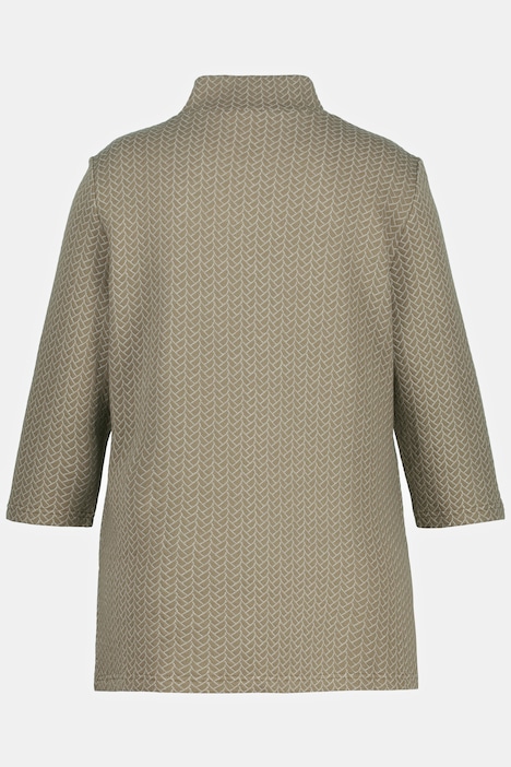 Sweatshirt, Jacquard, Stehkragen, 3/4-Arm, Biobaumwolle