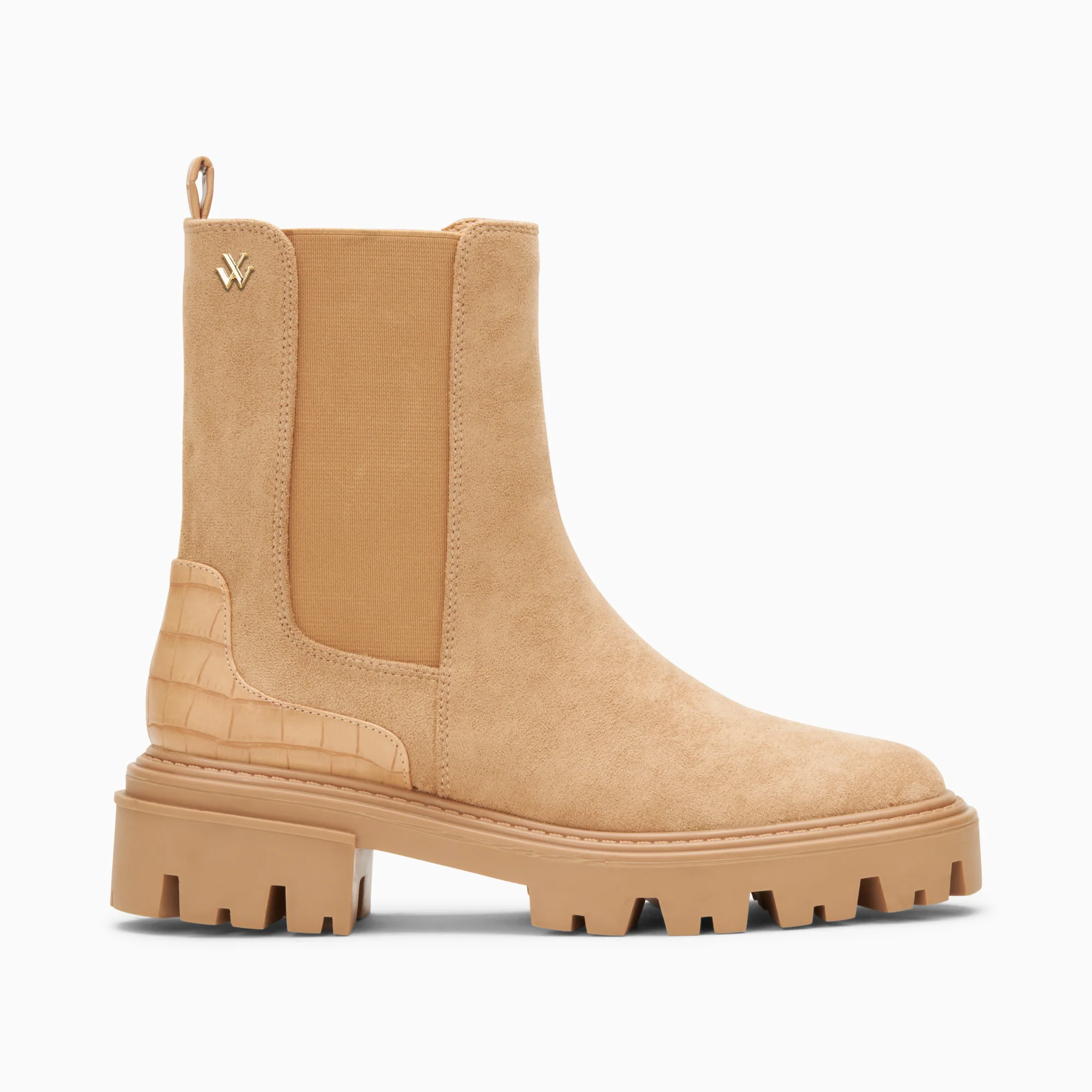 Bottines-Bottines Chelsea Greta beiges à contrefort croco