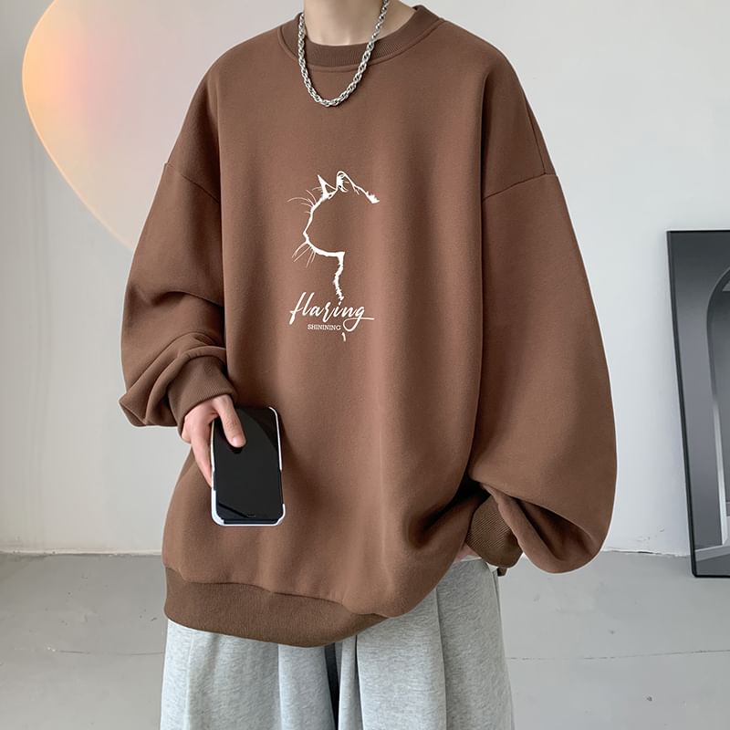 emeisa - Sweatshirt met ronde hals en kattenprint