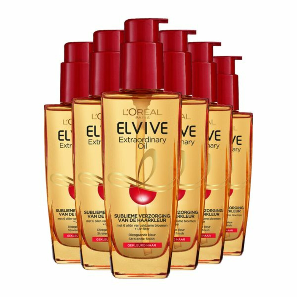 6x L'Oréal Elvive Extraordinary OilHaarolie voor Gekleurd Haar100 ml