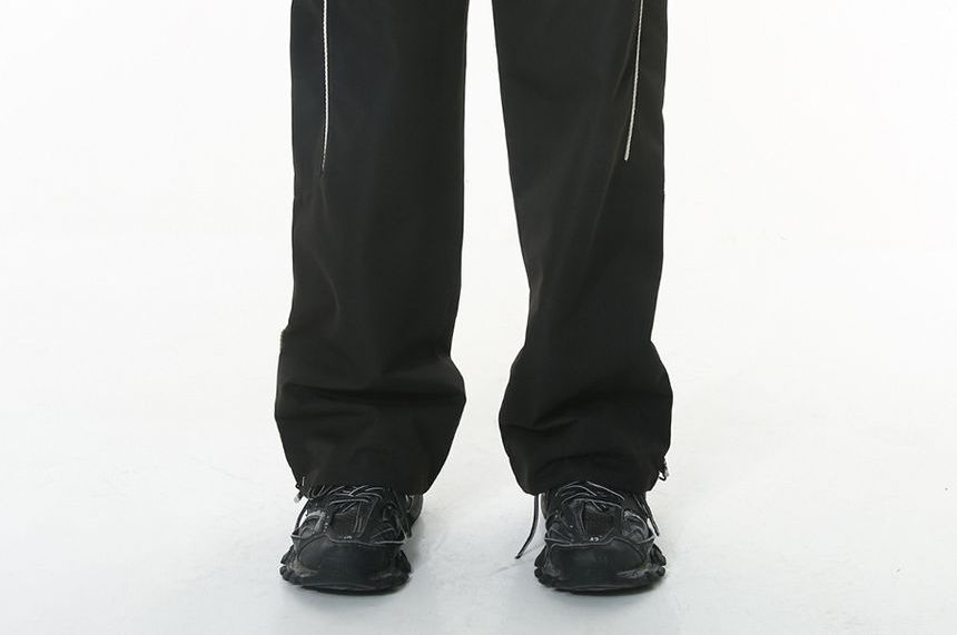 FAERIS - Gestreept jack met rits / Wijde broek met middelhoge taille
