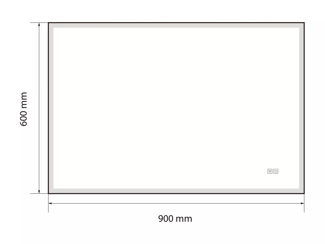 LuxuryBain- Miroir de salle de bain LED anti buée avec cadre en aliminium noir - 90x60cm LB-126080