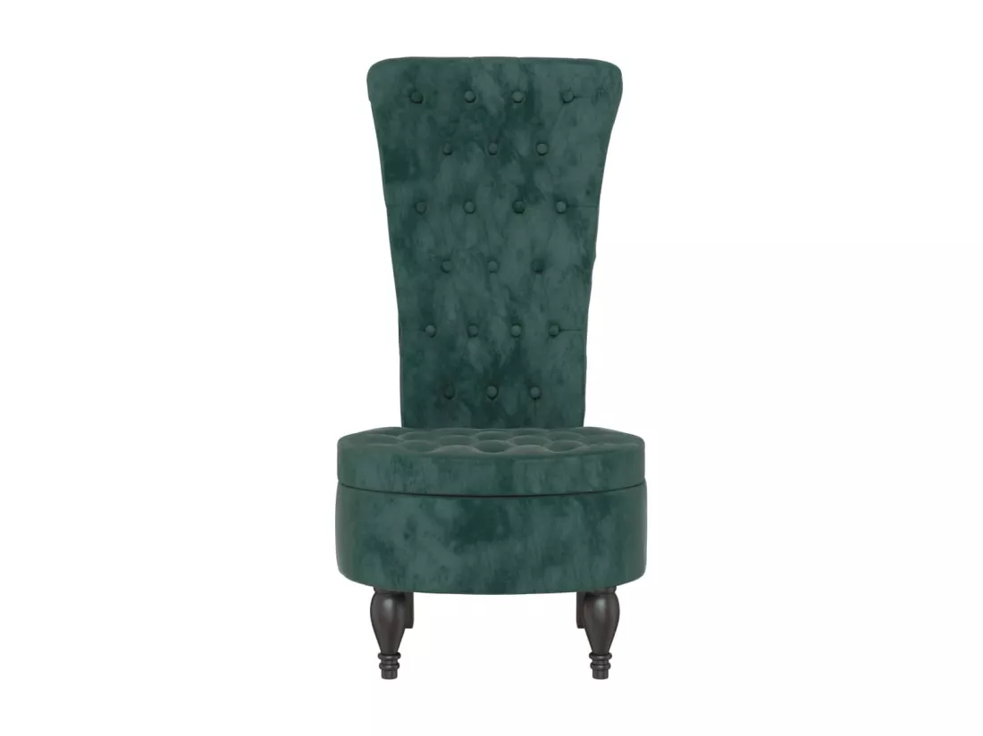Chaise à dossier haut vert foncé velours conception de bouton