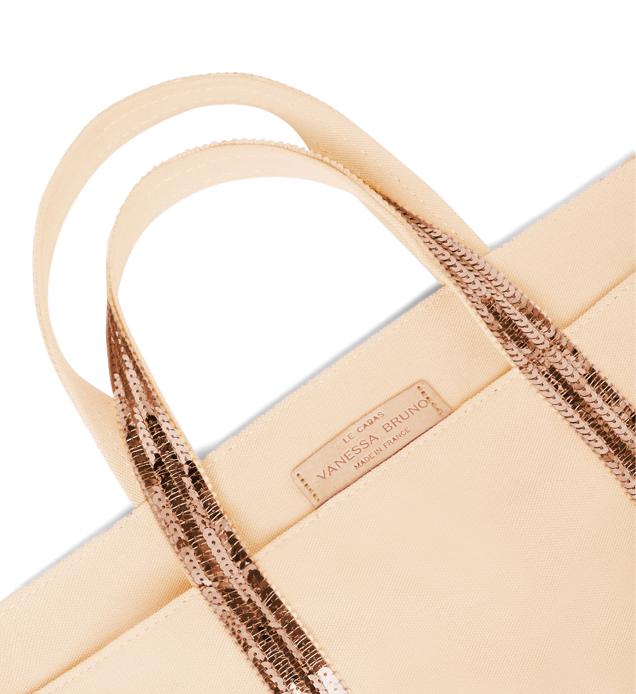 Cabas M à sequins en toile de coton| Beige