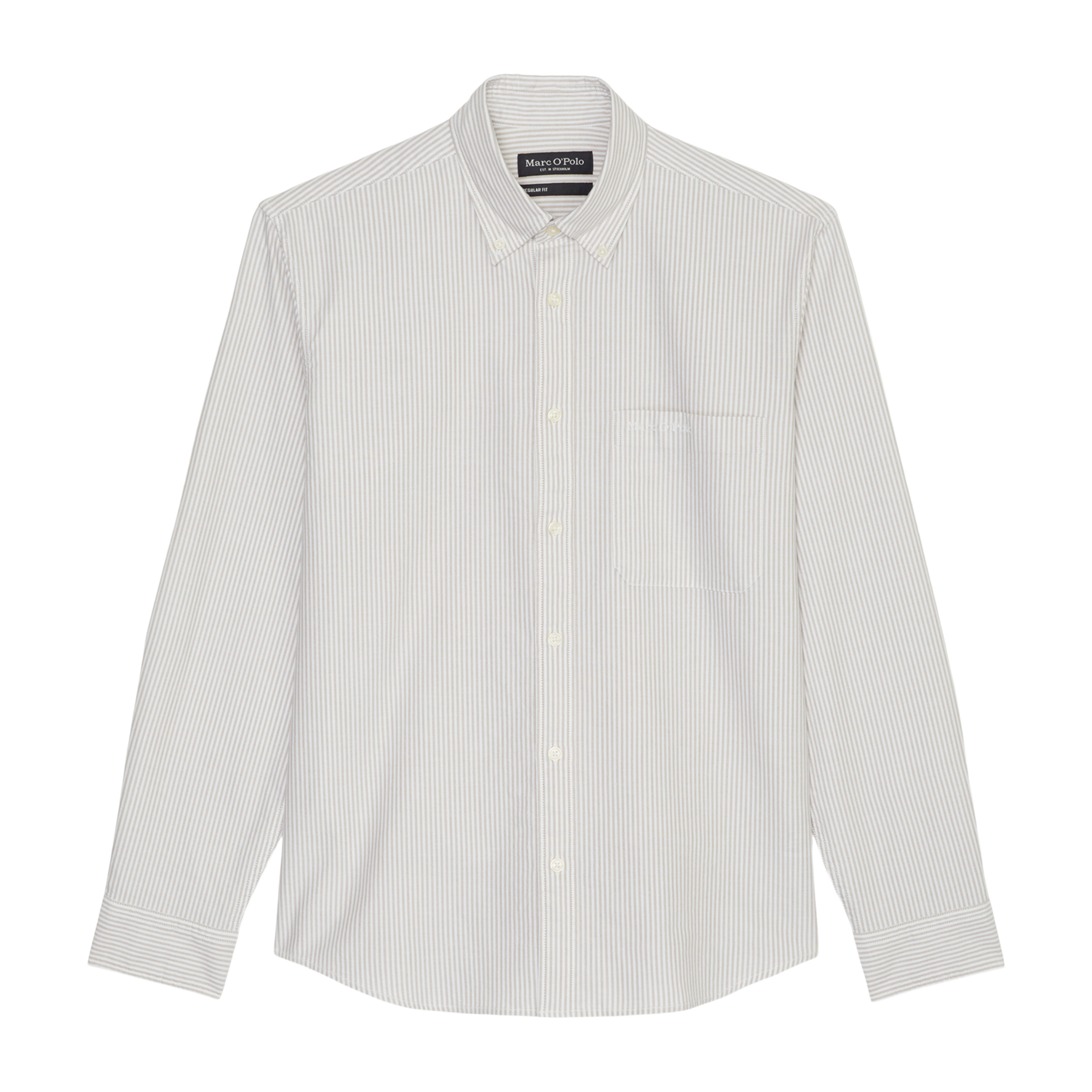 Chemise col classique rayée en coton bio | Beige