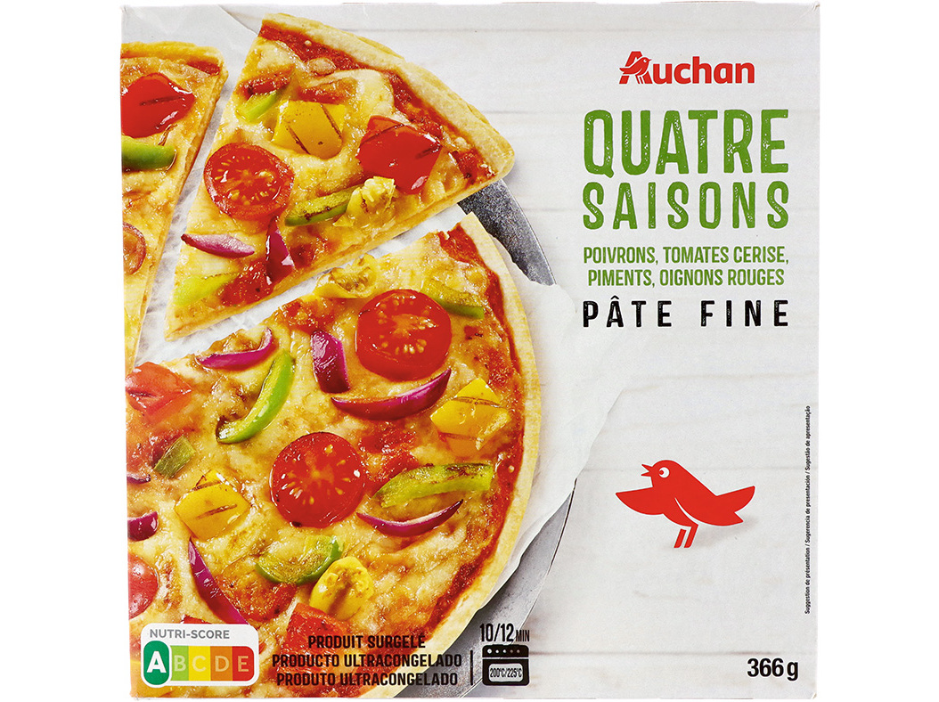 PIZZA AUCHAN MASSA FINA 4 ESTAÇÕES 366G