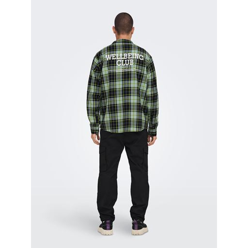 ONLY & Sons Check Print Skjorte, Chinois Green, M