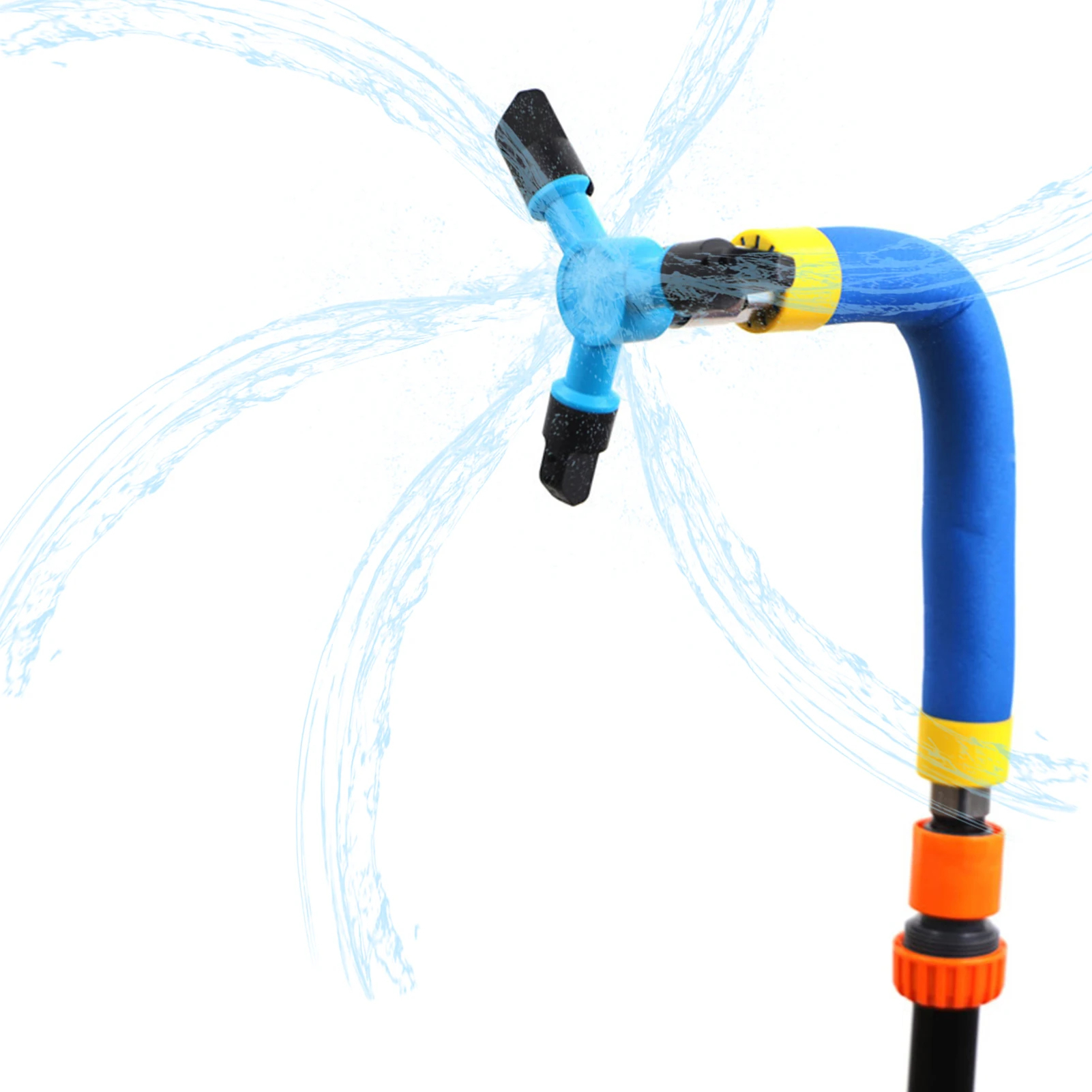 360° Drehbarer Trampolin Sprinkler Wasser Spielzeug mit 3 Sprühdüsen - Blau
