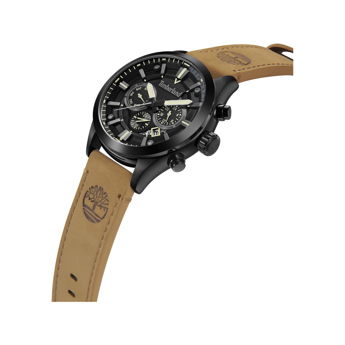 Timberland homme acier bracelet cuir caramel