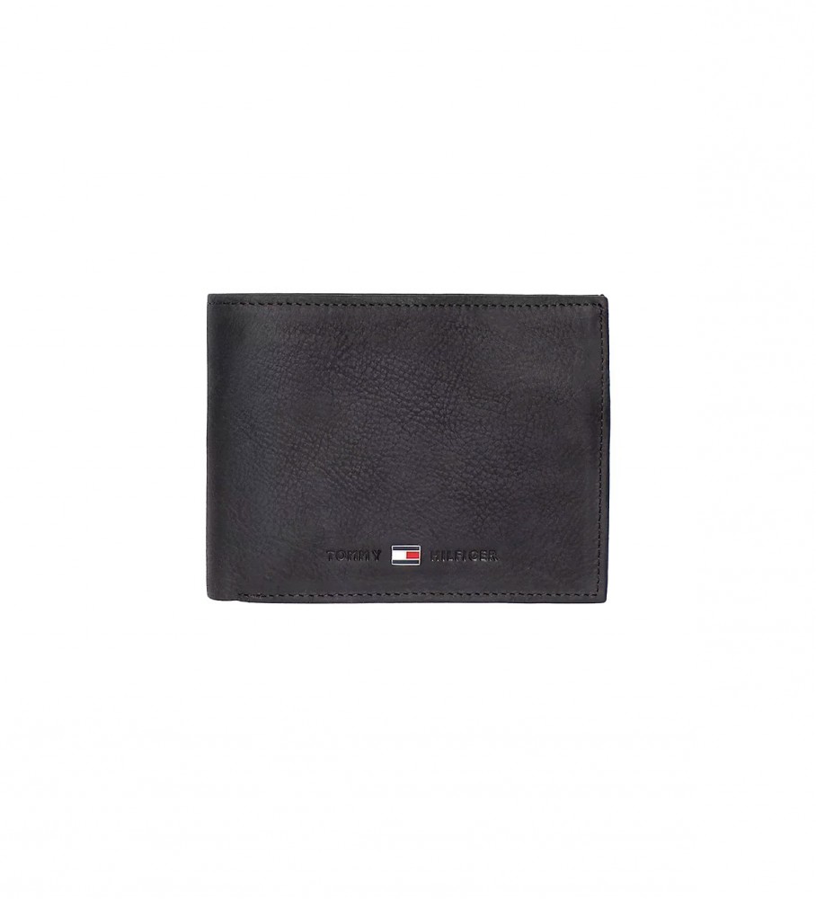 Carteira dobrável Tommy Hilfiger em couro, três cores, preta.