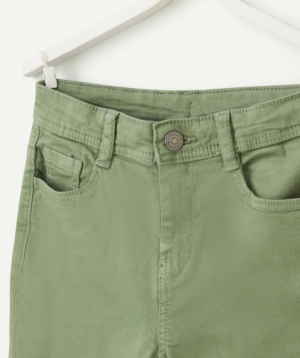 bermuda slim garçon en fibre recyclé couleur kaki