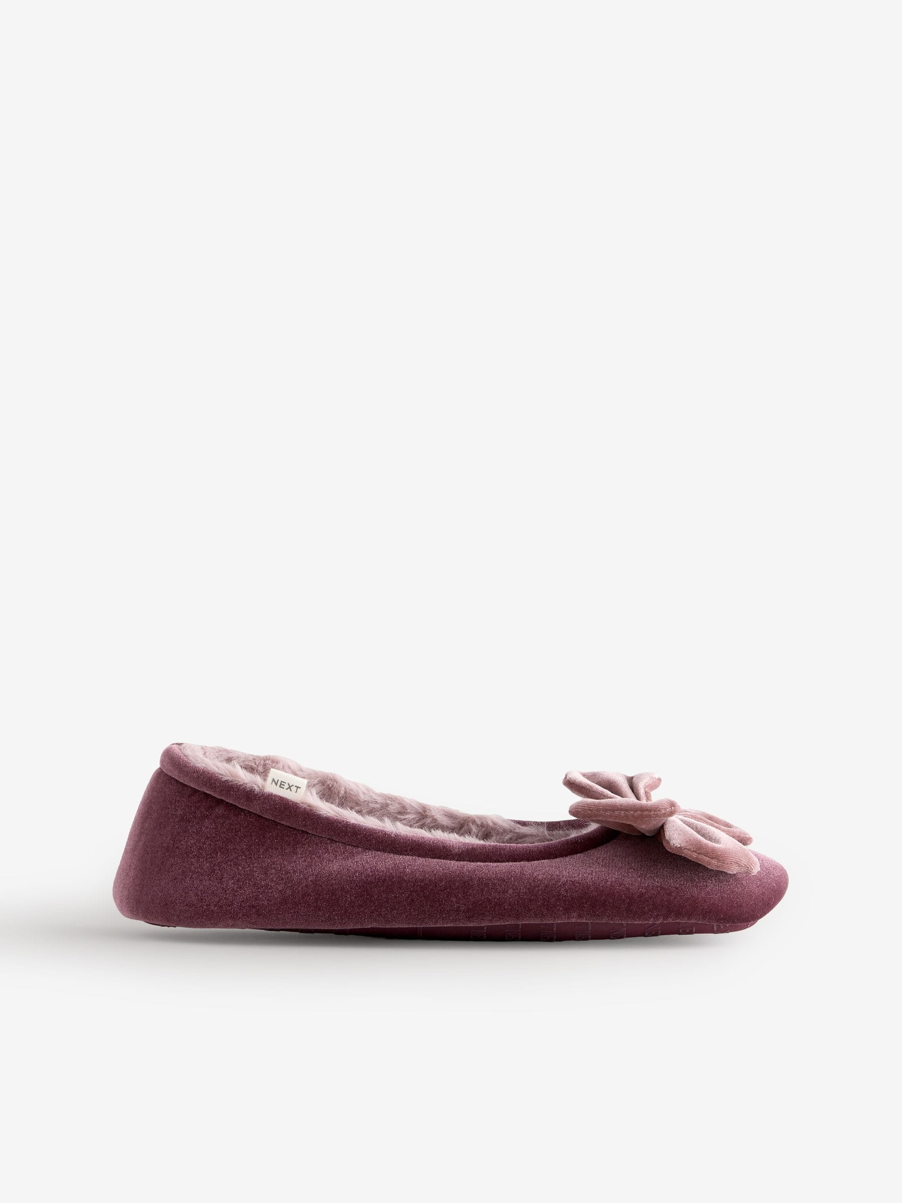 Roze - Velvet Ballet Bow Flat Slippers