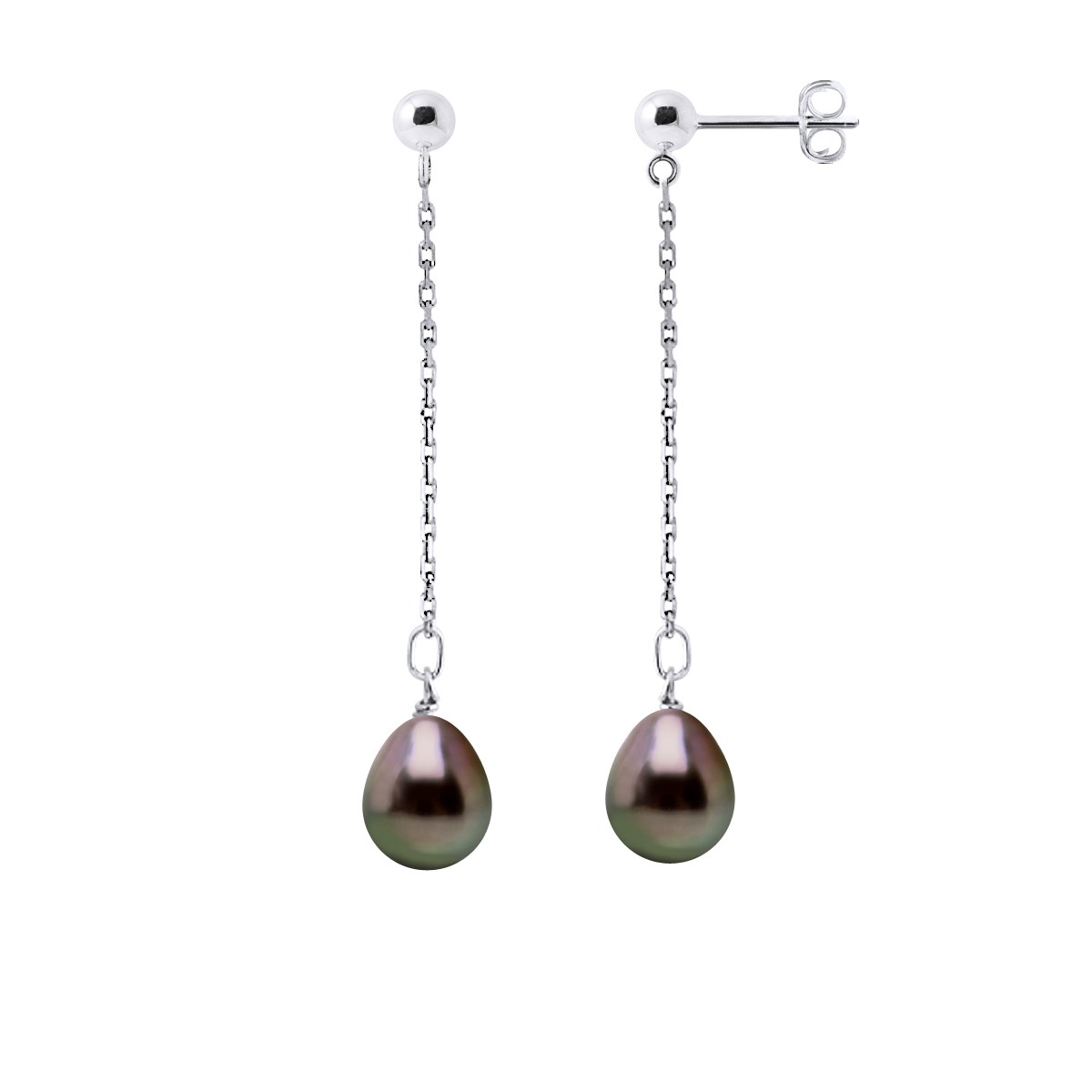 STELLA - Boucles d'Oreilles Perles de Tahiti 8-9 mm Or Blanc