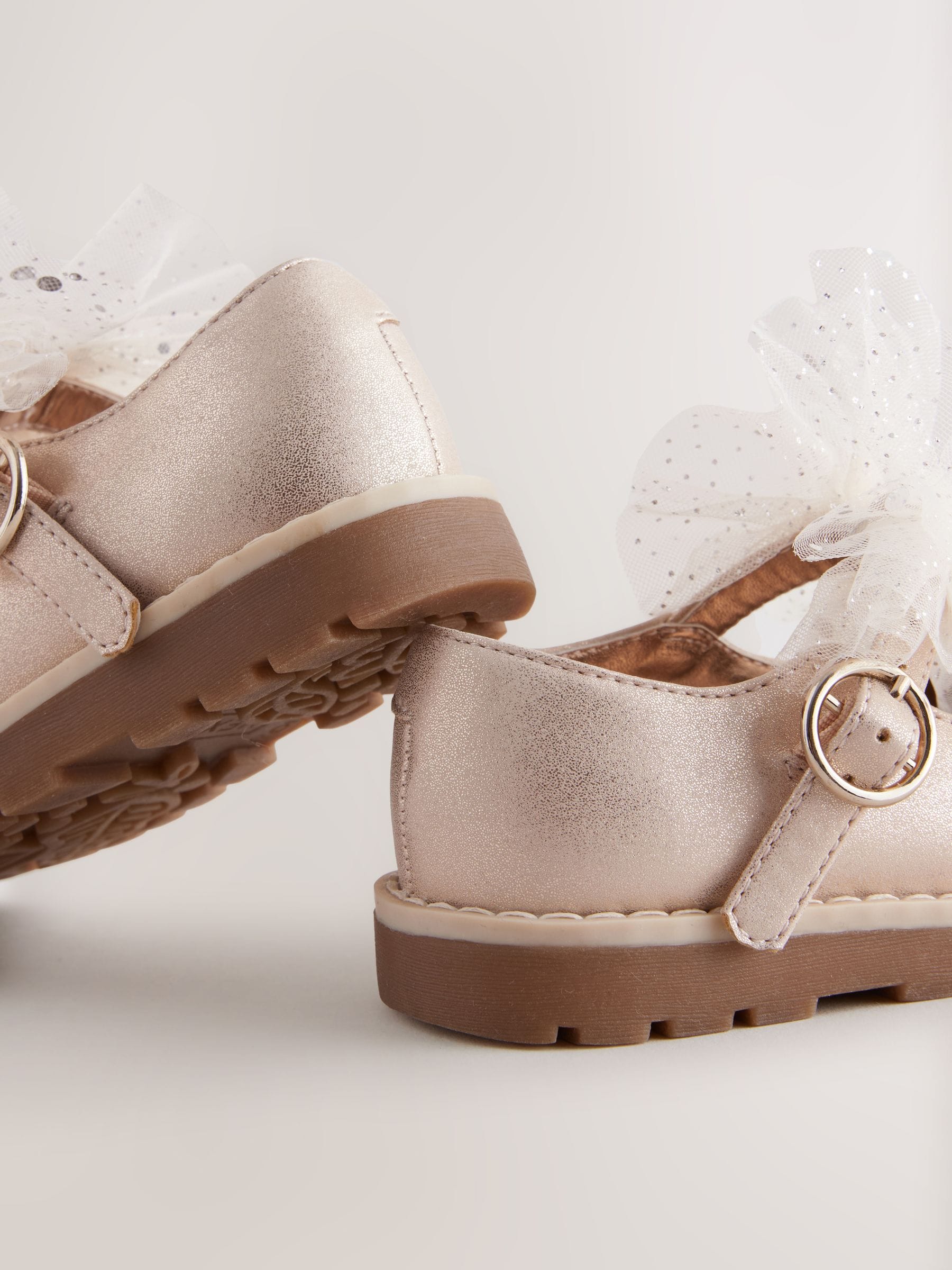 Champagne-goud - Chunky Bow Mary Jane Shoes