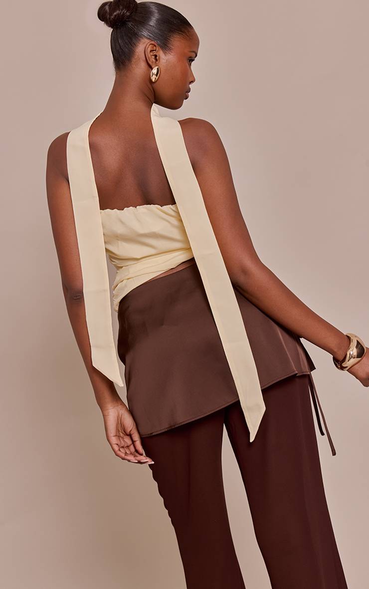 Butter Cream Top Bandeau En Mousseline Avec Détail Foulard