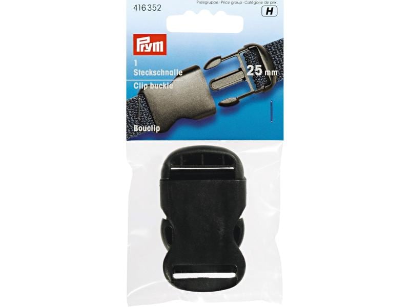Prym Steckschnalle 25 mm, Schwarz Starke Steckschnallen aus Kunststoff