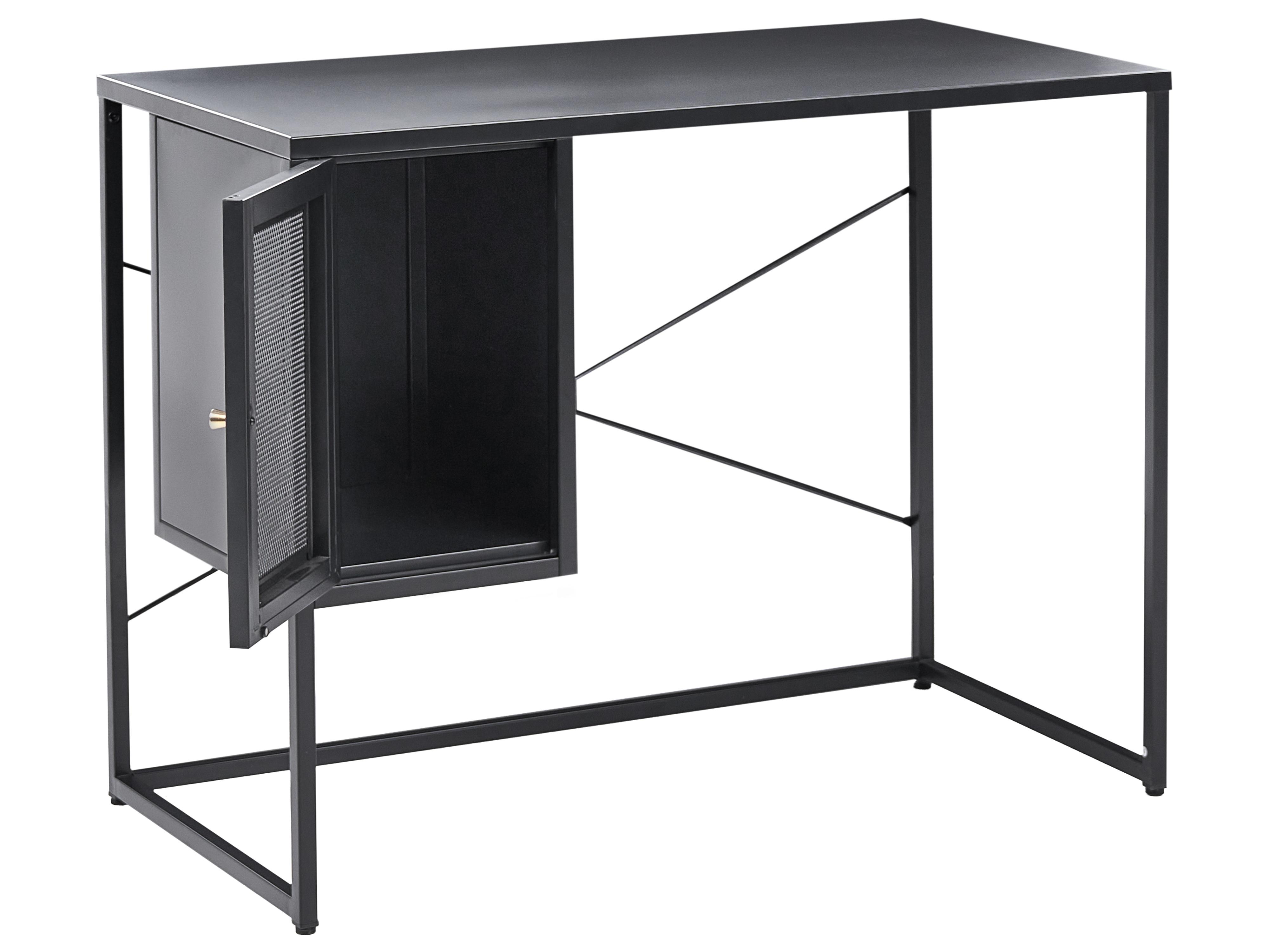 Bureau HARJO Zwart 100 cm 50 cm met opbergruimte