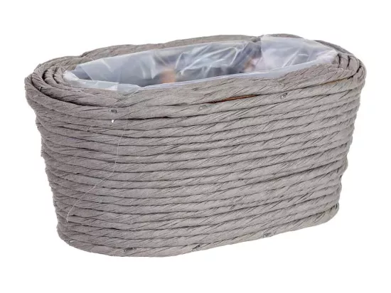 Panier ovale en osier gris 21x13x10h cm