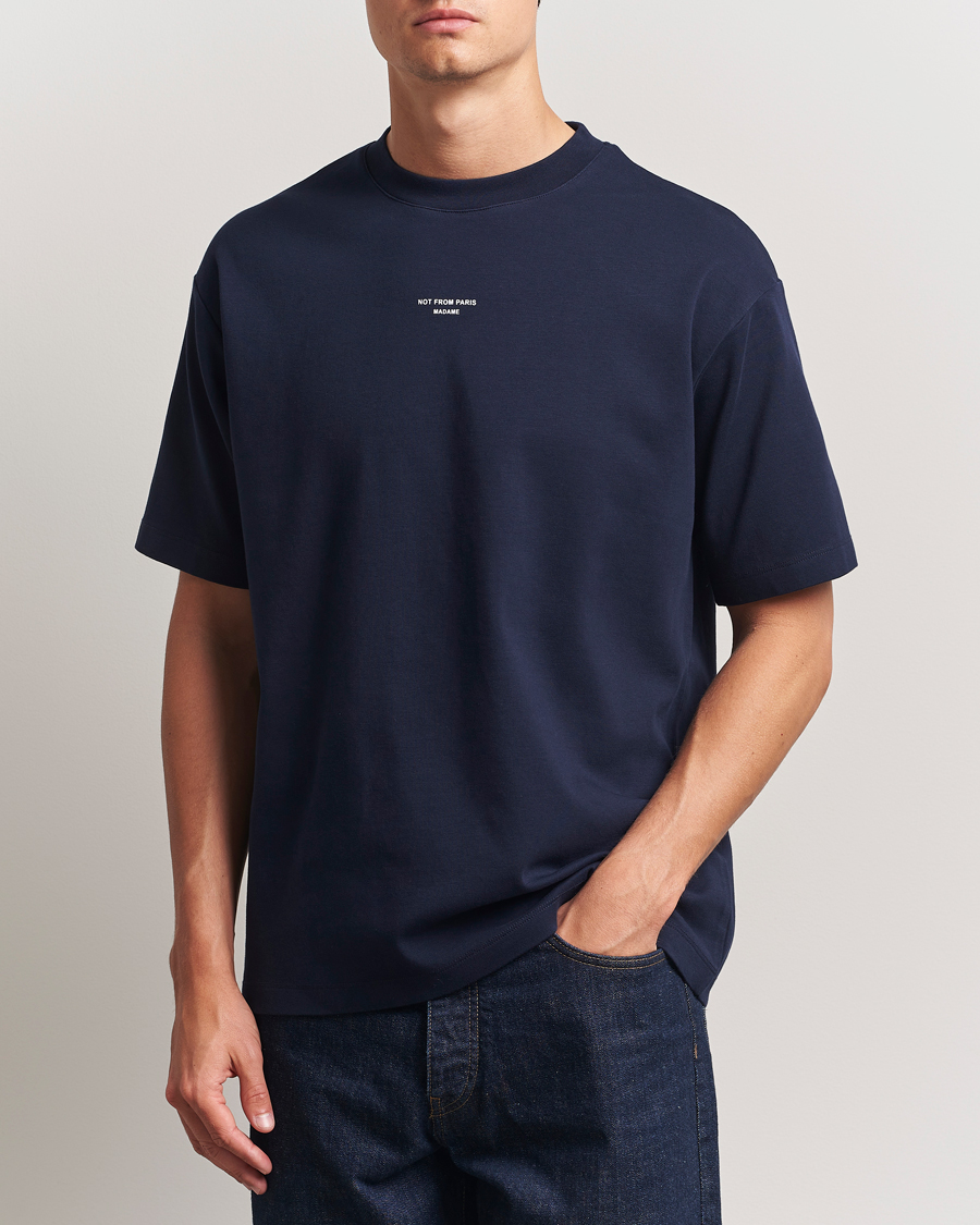 Drôle de Monsieur Classic Slogan T-Shirt Navy