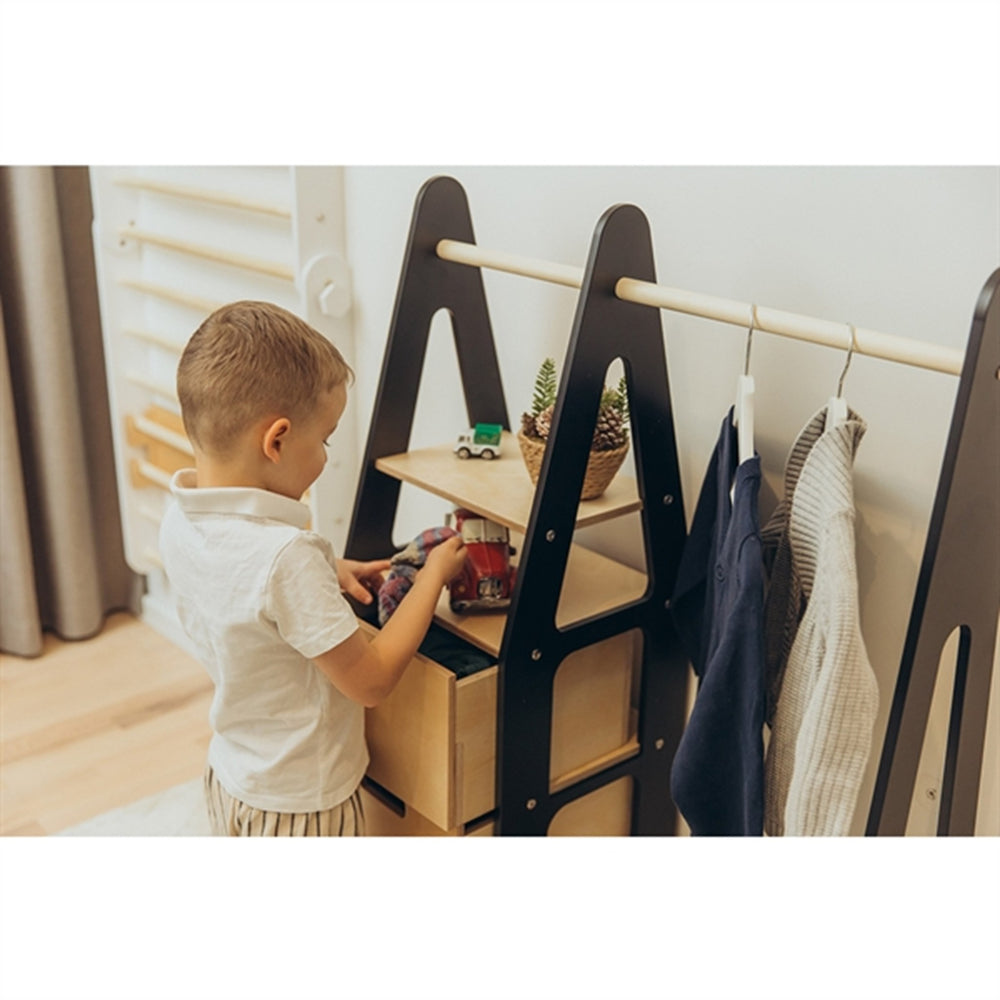 Køb Duck Woodworks Børnegarderobe m. Skuffer Black
