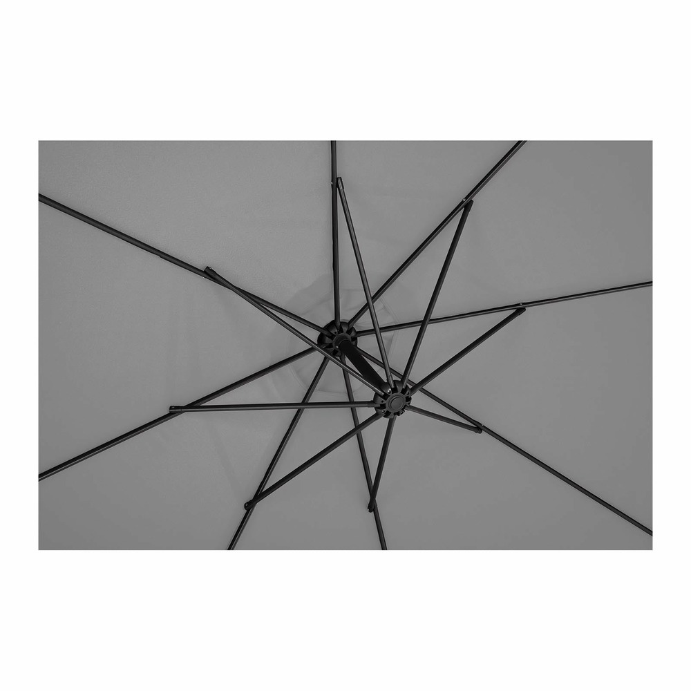 Parasol déporté rond diamètre 300 cm inclinable gris foncé