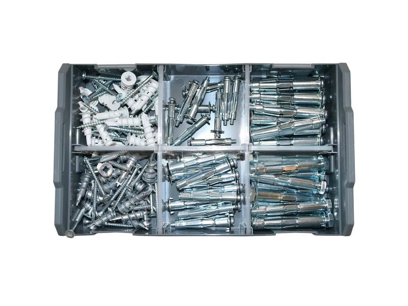 Tox-Dübel Dübel Sortiment L-Boxx Mini Indoor, 120 Stück 120-teiliges L-Boxx Mini Sortiment mit gängigen Dübeln und Schrauben für Indoor-Projekte