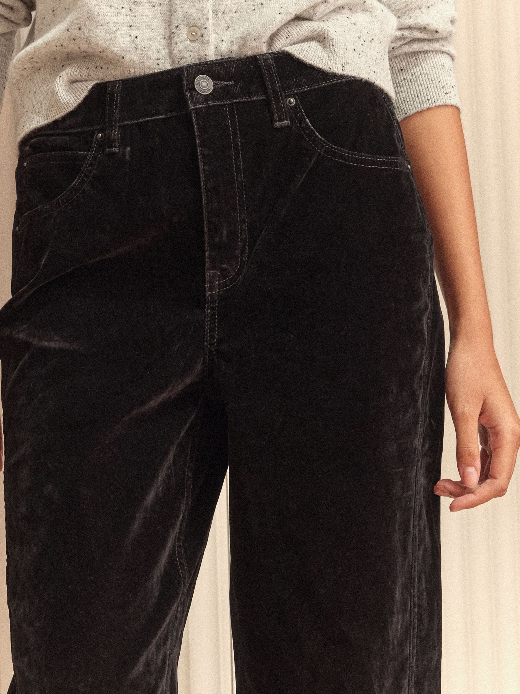 Zwart - N. Premium gevlokte comfortabele stretchy Denim Barrel Jeans