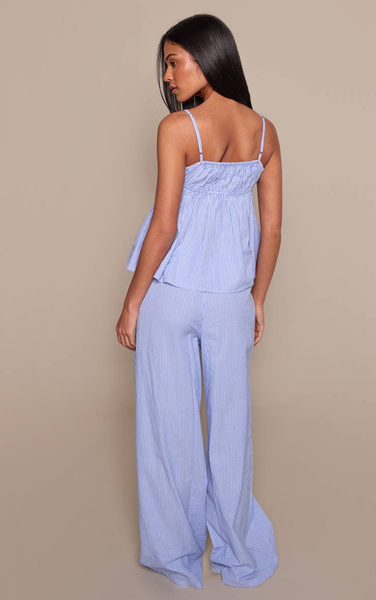 Bleu Pantalon Coordonné En Coton À Fines Rayures Avec Taille Élastiquée Tall