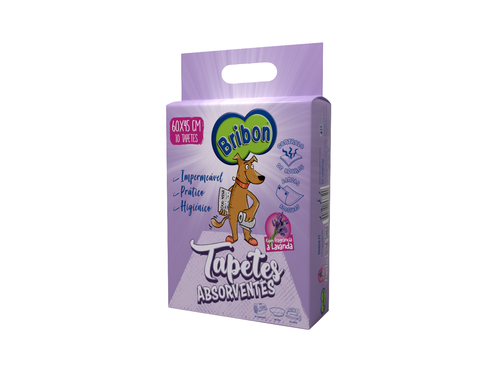 TAPETES ABSORVENTES BRIBON LAVANDA 60X45CM 10 UNIDADES