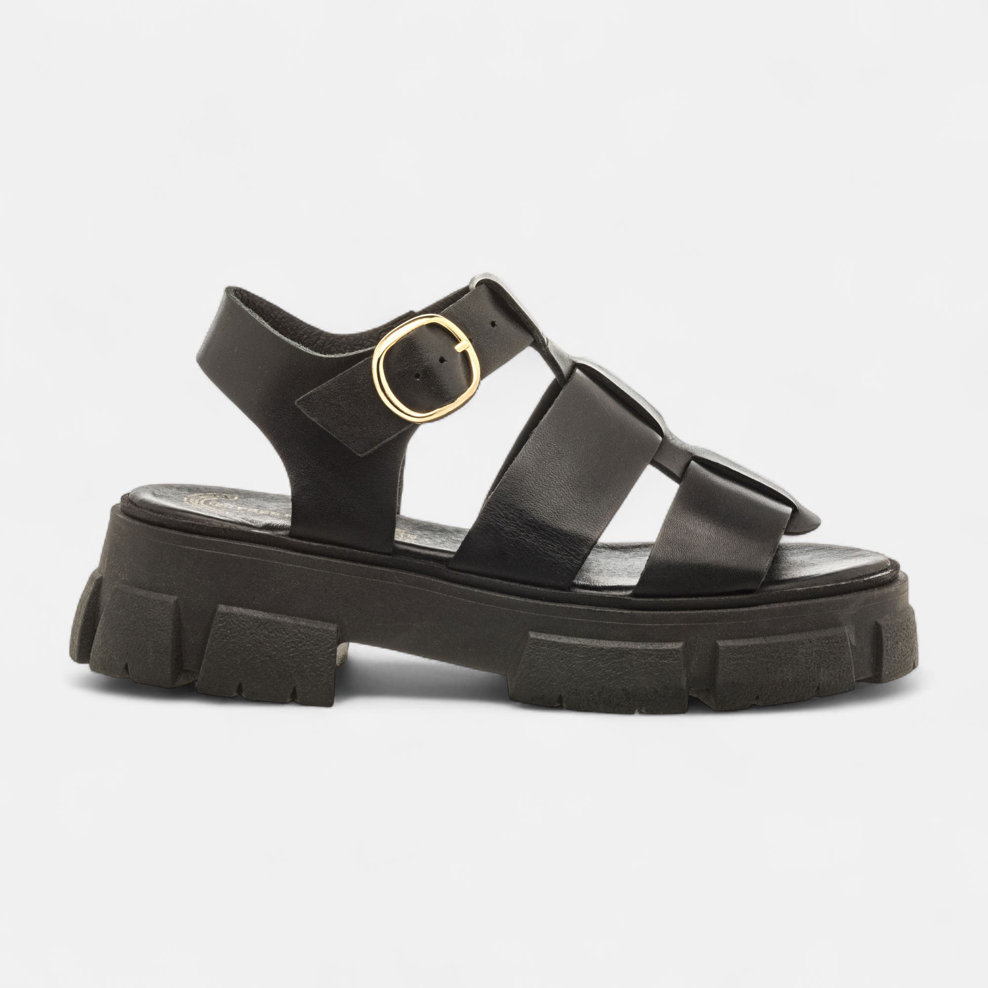 Sandales Femme en cuir noir