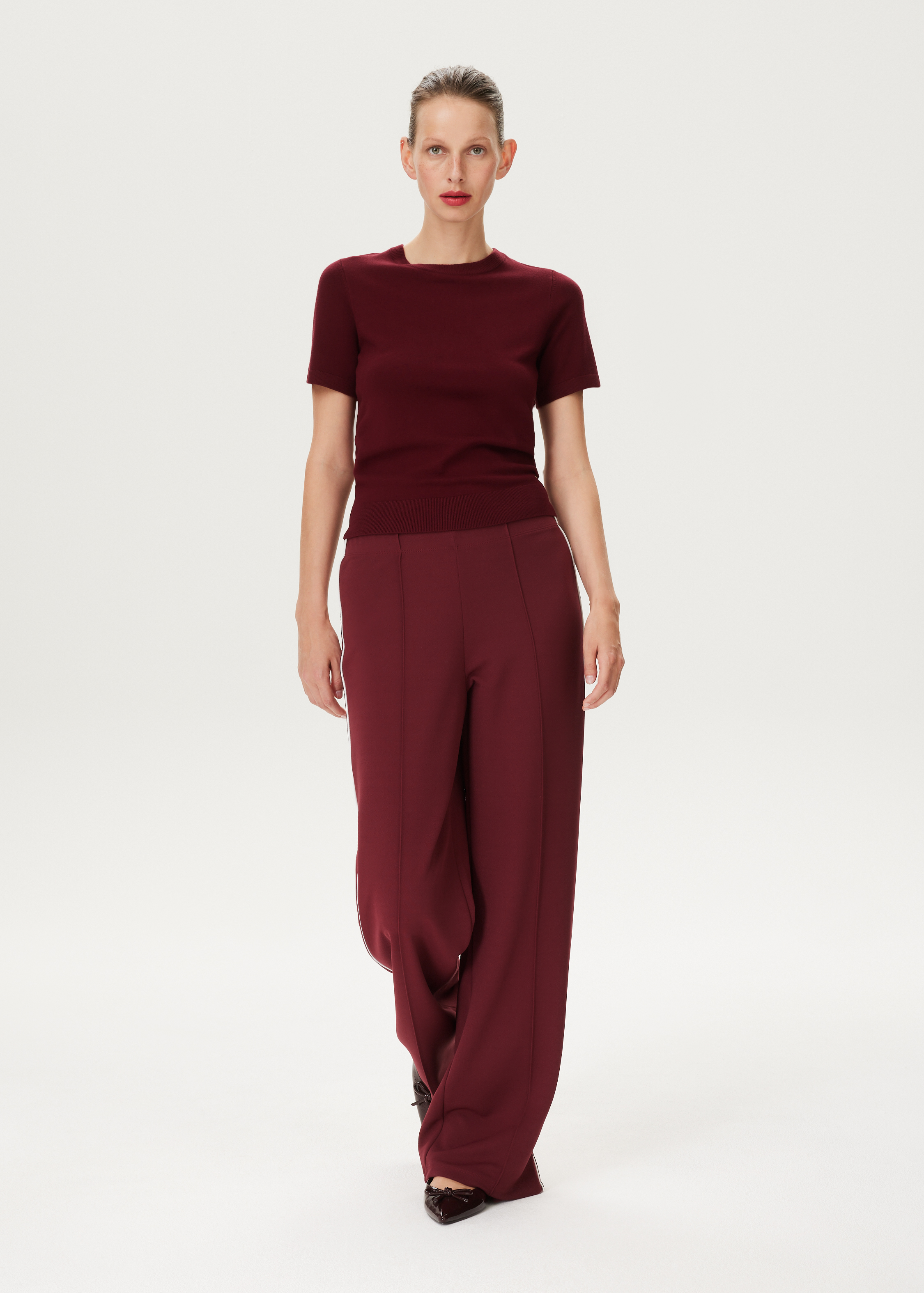 Wijde broek met streepdetail