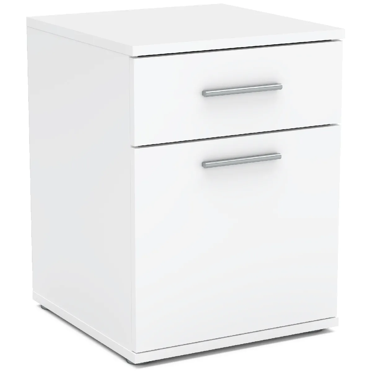 Table de Chevet Blanc Matt - 1 Tiroir - 1 Porte - 40 cm