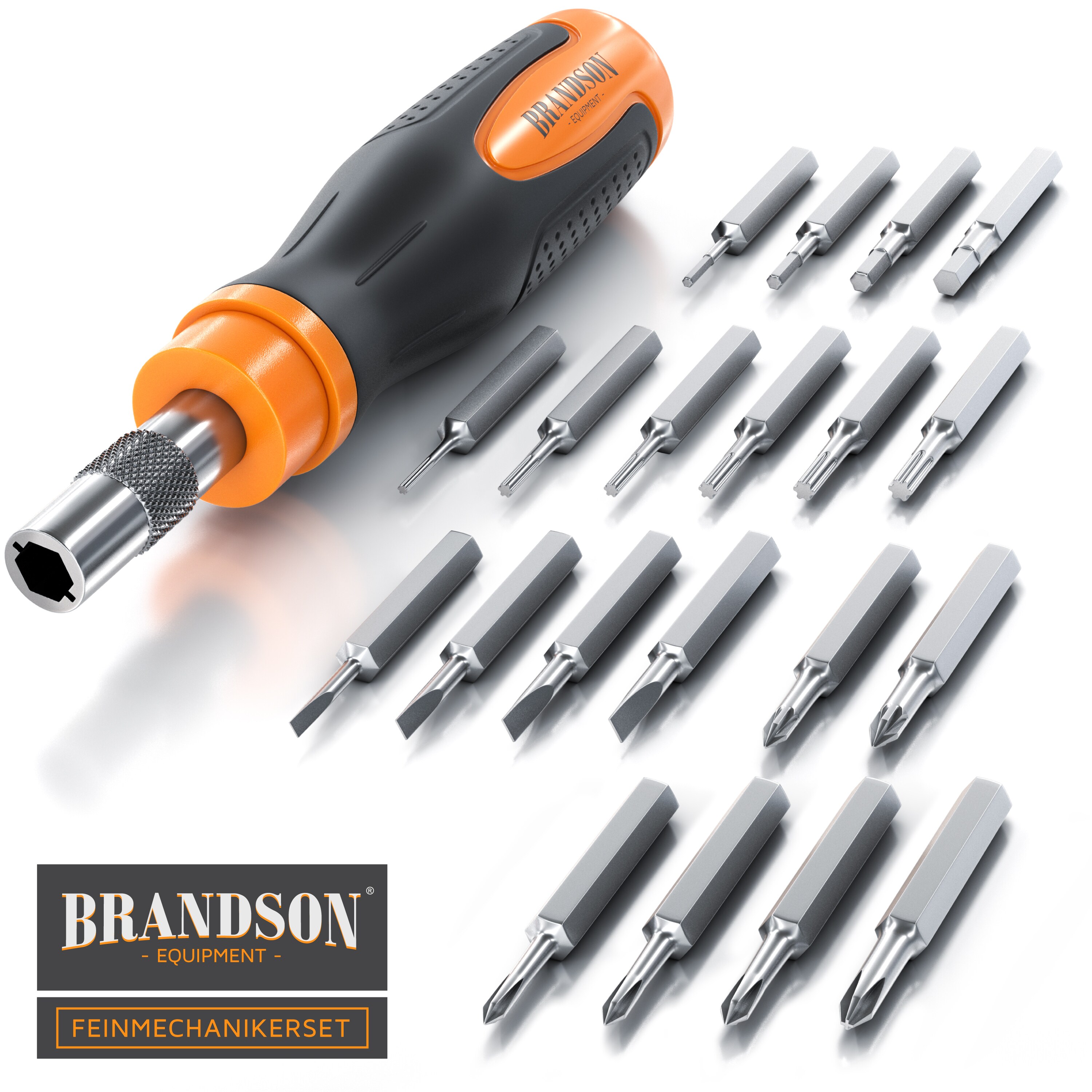 Brandson Schraubendreher Set 21 teilig Minibits 4 mm 5 32 Zoll - Schlitz Kreuzschlitz Sechskant Torx Feinmechaniker Set Schraubenzieher Satz