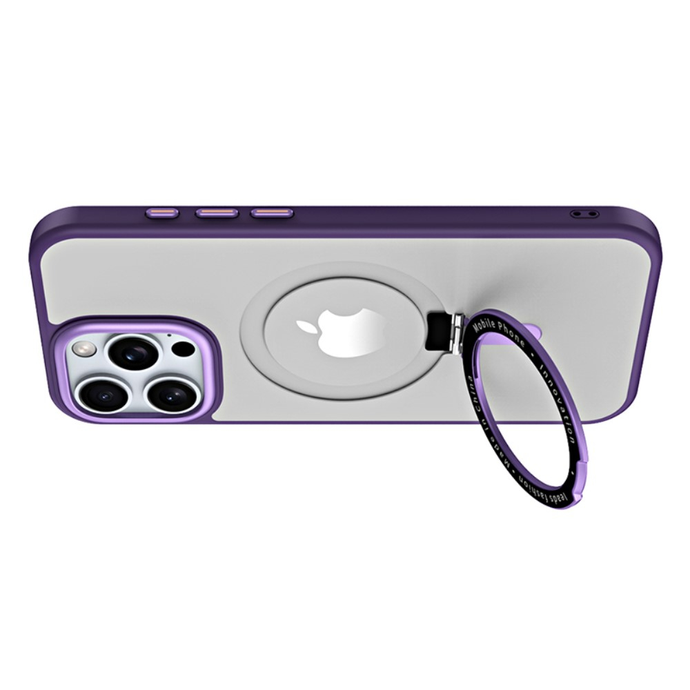 iPhone 16 Pro MagSafe Hybrid Hardcase Hülle mit Acryl Rückseite und TPU Bumper   Kickstand Aufsteller - Grau / Transparent