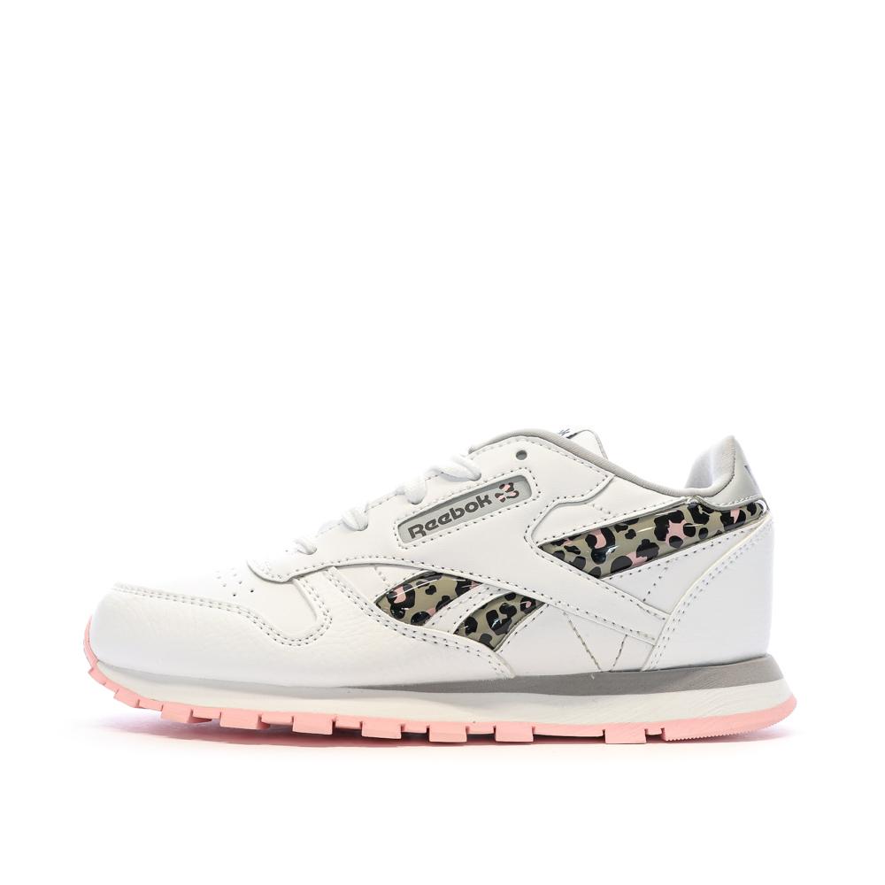 Reebok Baskets Blanc/Rose Fille Reebok Classic Leather