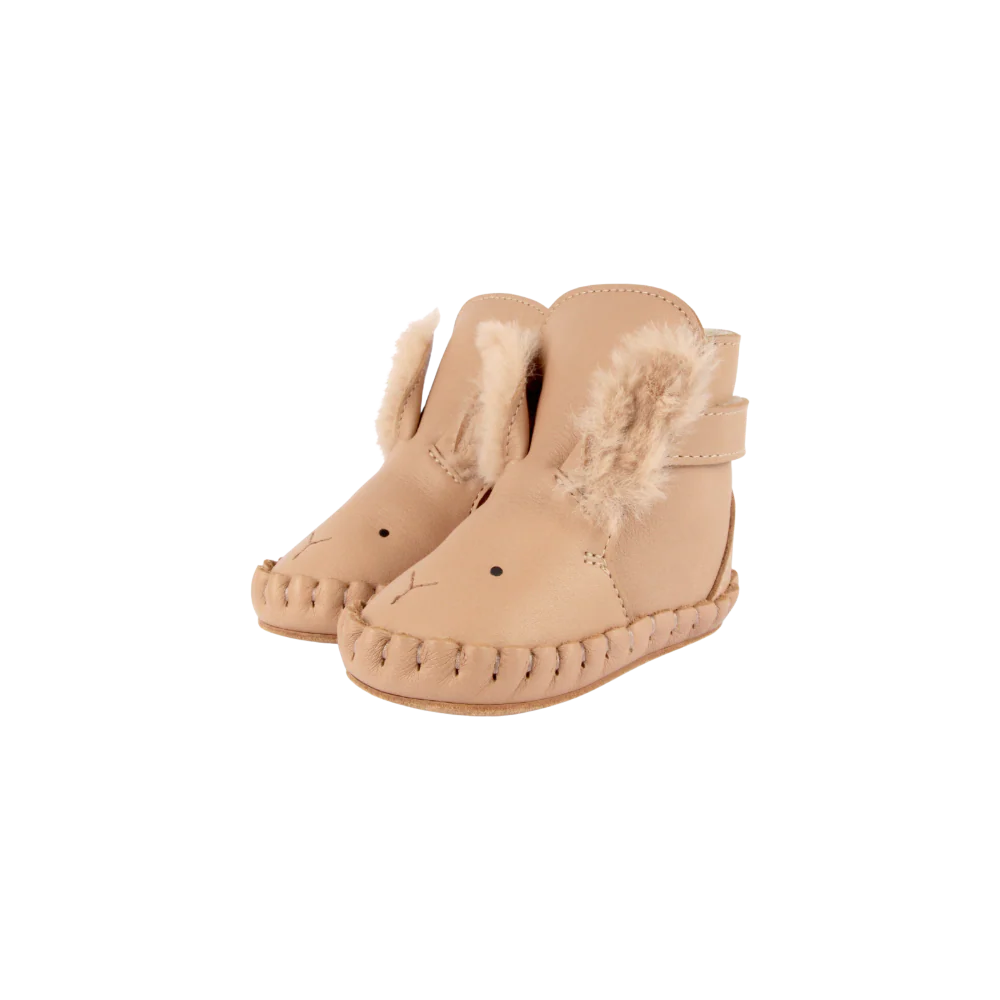 Kapi Exclusive Booties | Fluffy Bunny | Light Rust Leather
