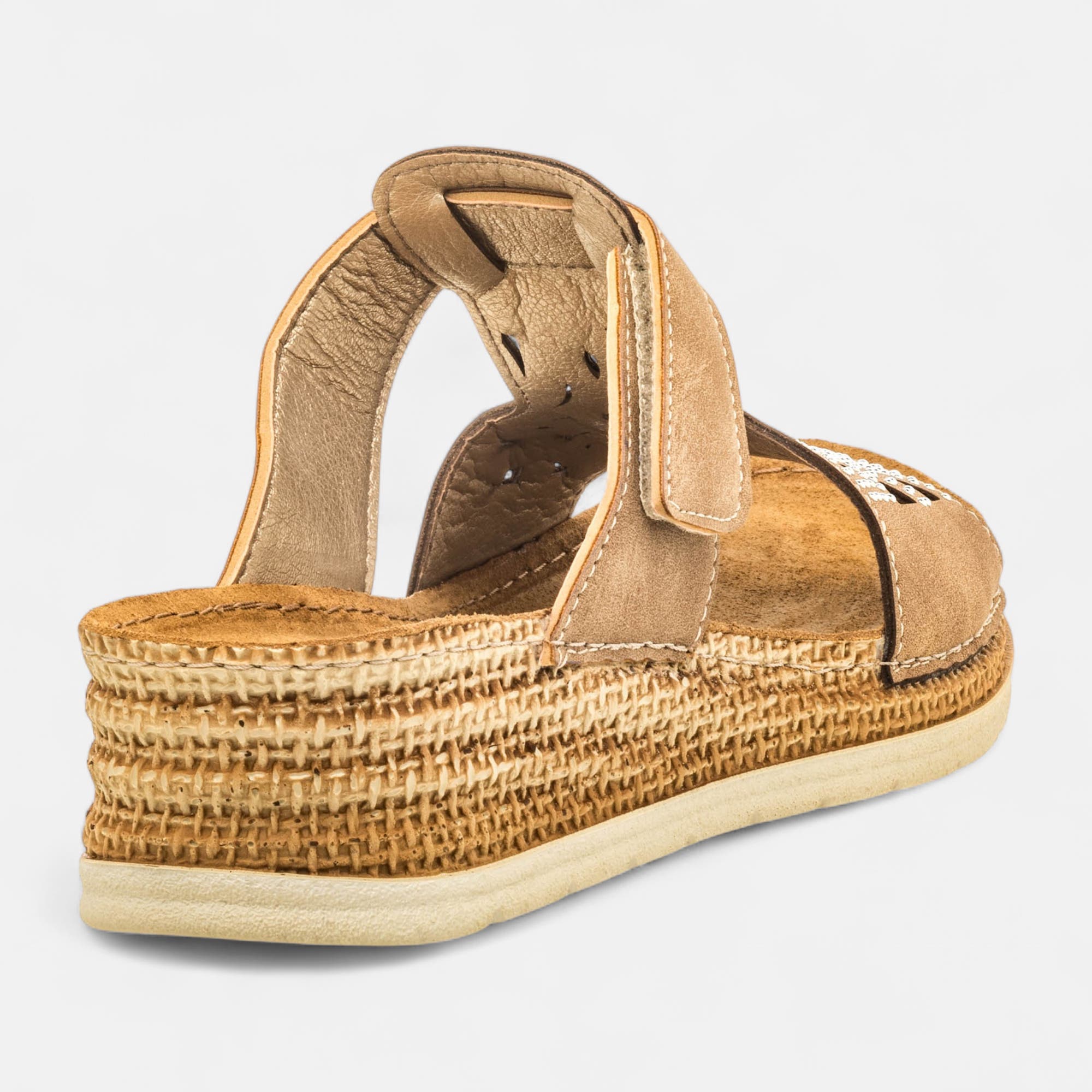 Mules à talon compensé Femme taupe