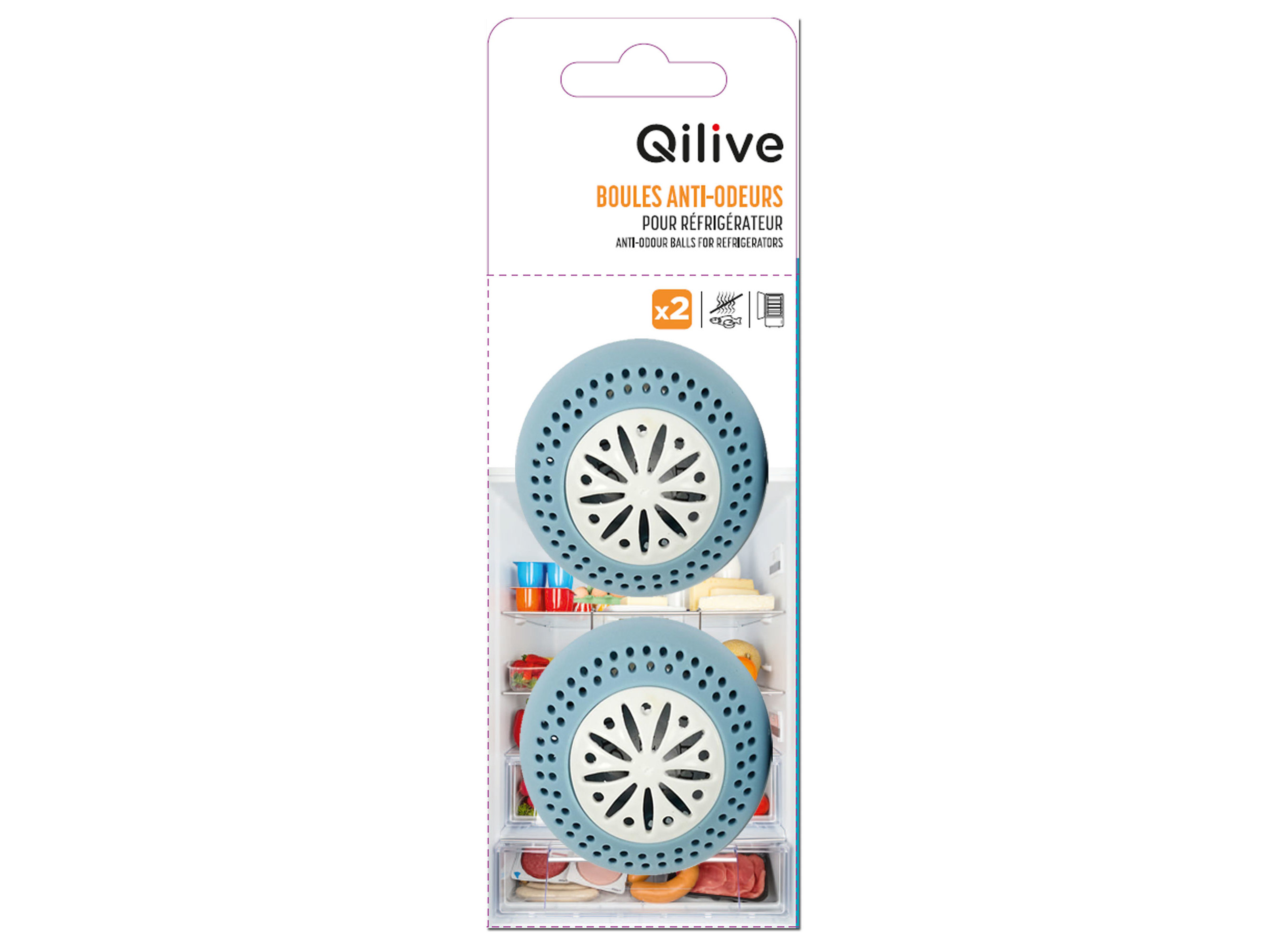 BOLAS DESODORIZANTE ANTI-ODOR QILIVE PARA FRIGORÍFICO 2 UNIDADES