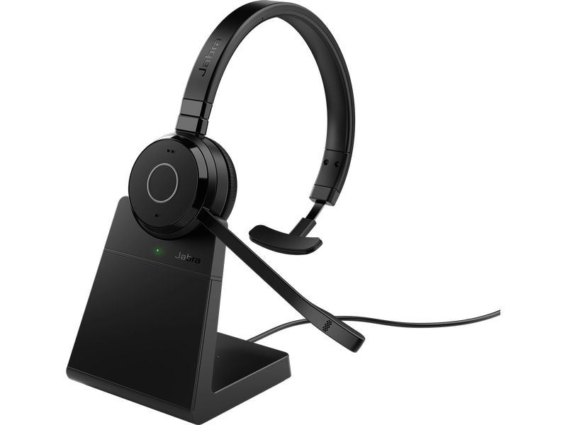 Jabra Headset Evolve 65 TE Mono MS inkl. Ladestation Drahtlos-Headset für VoIP-Softphones, Mobiltelefone,Tablets und auch PCs inkl. Ladestation