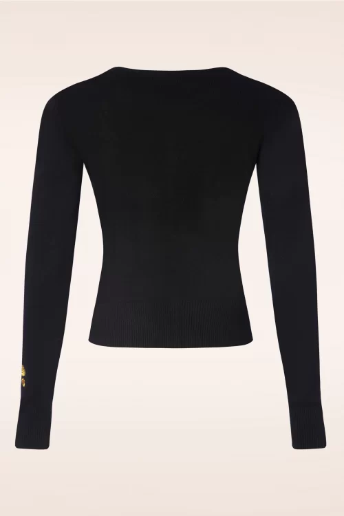 Vixen Pauw bloemen geborduurd vest in zwart