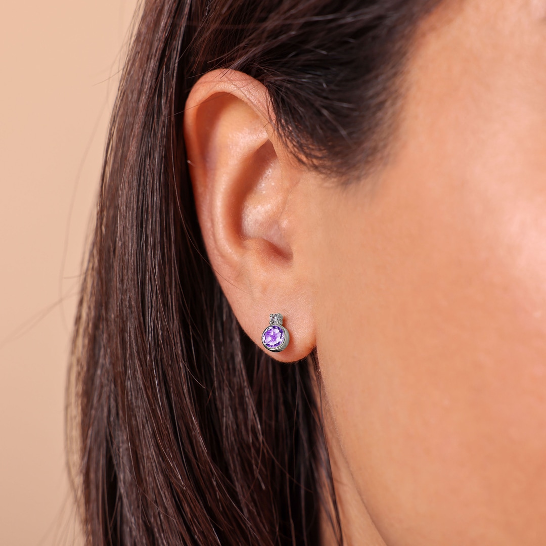Ohrstecker 750/18 K Weissgold mit Amethysten und Zirkonia